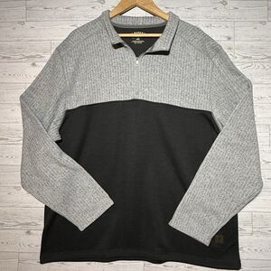 G.H. Bass & Co 1/4 Zip Long Sleeve Pullover Gray & Black Men's Sweater XXL